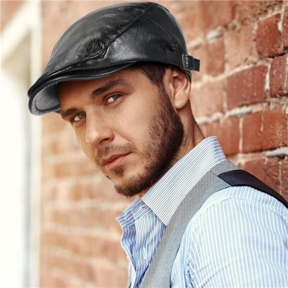 NEW 3 Pack Mens Leather Beret Hats